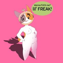 a_cat_is_fine_too breasts calico_cat cat cat_ears cat_tail cheezborger_(chikn_nuggit) chikn_nuggit dialogue english_text feline female female_only full_body furry furry_only hi_res pussy simple_background vagina zeatznsfw