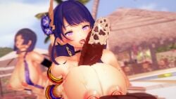 3d ahe_gao areolae background_sex big_breasts big_penis blush breasts cowgirl_position cum cum_on_penis dark-skinned_male dark_skin erect_nipples fat_cock female genshin_impact gigantic_penis head_back huge_breasts huge_cock koikatsu large_breasts large_penis licking licking_penis light-skinned_female light_skin male massive_penis mmd nipple_rings nipples paizuri penis purple_eyes purple_hair raiden_shogun sex taf4mad titjob vaginal_penetration yelan_(genshin_impact)