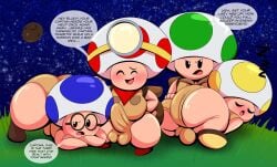 4boys ass balls big_ass big_butt blush butt captain_toad clothing dialogue english_text fat_ass fat_butt gay glasses hint_toad huge_ass huge_butt male male_only mario_(series) multiple_boys night nintendo outdoors penis shortstack sleeping speech_bubble super_mario_galaxy tepigfan101 text text_bubble thick_ass thick_butt toad_(mario) zzz