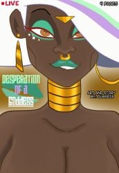 african african_female afro biting_lip comic comic_cover dark-skinned_female disney disney+ dugg_dig female_only green_lipstick green_makeup kizazi_moto maadi neck_jewelry seductive_look white_hair