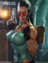 1girls 3d angelina_jolie athletic athletic_female backpack bag belt big_breasts blue_eyes braid breasts brown_hair busty clothing dual_wielding eyewear female female_focus female_only fingerless_gloves firearm handgun handwear hourglass_figure human lara_croft lara_croft_(angelina_jolie) lara_croft_(classic) leotard long_hair looking_over_eyewear looking_over_glasses looking_over_sunglasses pale_skin pinup pinup_pose pistol pristinerenders red-tinted_eyewear solo standing sunglasses tagme tinted_eyewear tomb_raider weapon wide_hips