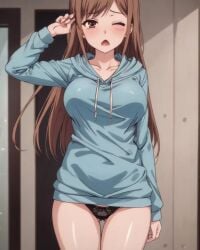 ai_generated big_breasts breasts hoodie overflow_(series) panties shirakawa_ayane thighs