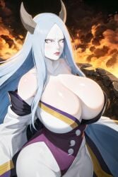 1girls absurd_res ai_generated aimirin alien alternate_breast_size angry bare_shoulders big_breasts blush breasts cleavage clothing collarbone curvy eyelashes female female_focus female_only glowing hips horn huge_breasts humanoid kimono large_breasts lips lipstick makeup milf naruto naruto_(series) naruto_shippuden off_shoulder otsutsuki_kaguya pinup red_lipstick revealing_clothes rock skimpy smoke solo solo_female stable_diffusion very_long_hair voluptuous white_eyes white_hair white_skin wide_hips