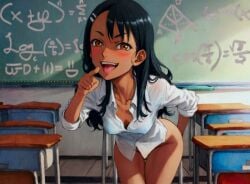 1girls black_hair blush breasts brown_eyes cleavage clothed clothing female female_focus female_only hayase_nagatoro hi_res highres long_hair looking_at_viewer open_mouth please_don't_bully_me,_nagatoro revealing_clothes rockhardart simple_background small_breasts solo tan tan-skinned_female tan_body tan_skin tanned tanned_female