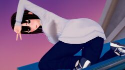 1girls 3d ass big_ass big_breasts black_eyes black_hair breasts clothing curvy female_focus female_only looking_at_viewer looking_back medium_hair misaki_nagatoro mranime0 peace_sign please_don't_bully_me,_nagatoro revealing_clothes solo spread_legs v wide_hips