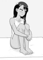 1girls black_hair breasts female female_focus female_only hayase_nagatoro hi_res highres long_hair monochrome nude please_don't_bully_me,_nagatoro simple_background small_breasts solo szmitten tan tan-skinned_female tan_body tan_skin tanline tanned tanned_female white_background