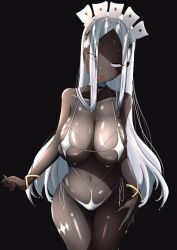 aria_(nikke) dark_skin goddess_of_victory:_nikke large_breasts micro_bikini shachiku_no_tanaa swimsuit 社畜のタナア