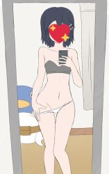 asagi_asagiri bra disgaea johnthems makai_kingdom nippon_ichi_software obscured_face panties panty_pull prinny selfie underwear underwear_only