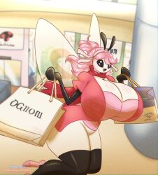 big_breasts furry generation_7_pokemon huge_breasts large_breasts massive_breasts nintendo oddly_bally pokémon_(species) pokemon pokemon_(species) ribombee shiny_pokemon smiling_at_viewer thick_thighs