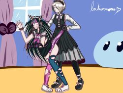 danganronpa danganronpa_2:_goodbye_despair danganronpa_v3 female female_focus female_only gothickawaii90s mioda_ibuki toujou_kirumi wedgie wedgie_spanking