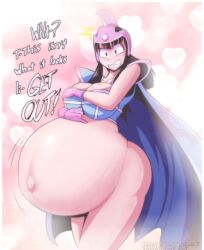 1girls belly big_belly big_breasts black_hair blackoutsiderz breasts chichi chichi's_armor cleavage colored covering_breasts dialogue dragon_ball dragon_ball_z edit female female_only huge_belly huge_breasts hyper_pregnancy outie_navel pregnant solo text vale-city