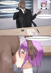 androgynous blowjob blowjob_face cock crona_(soul_eater) crying cum cum_in_mouth deepthroat dick feminine_male job job_interview oral pale_skin penis soul_eater tears ugly_bastard ugly_man