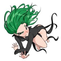 1girls black_dress female female_only green_eyes green_hair gurumo one-punch_man patreon solo tagme tatsumaki white_background