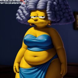 4k ai_generated bbw belly belly_button female female_only highres looking_at_viewer matronai_(artist) nipple_bulge nipples patreon patreon_username pinup selma_bouvier solo solo_focus ssbbw stable_diffusion the_simpsons thick_thighs twitter_username