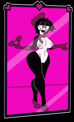 1girls big_eyes black_hair breasts deltarune deltarune_oc female female_only first_porn_of_character heart heart-shaped_pupils mirrette mirror naked vagina white_and_black_body