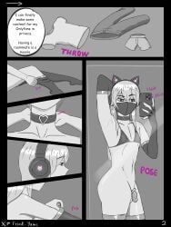 bra cat_ear_headphones chastity chastity_cage clothes_removed cock_ring femboy feminine_male mask sweetpotat0 text trap