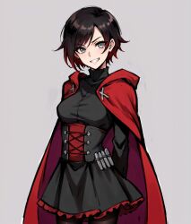 1girls ai_generated black_hair female leukocrisp ruby_rose rwby shiny_hair shiny_skin tagme