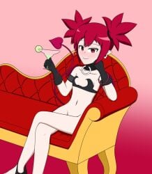 alternate_version_available bottomless bottomless_female breasts disgaea disgaea_1 drunk etna flat_chest flat_chested johnthems nippon_ichi_software panties panties_around_leg pantyhose sitting small_breasts succubus succubus_tail succubus_wings