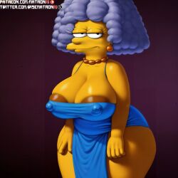 4k ai_generated areola areola_slip bbw belly belly_button female female_only highres looking_at_viewer matronai_(artist) nipples patreon patreon_username pinup selma_bouvier solo solo_focus ssbbw stable_diffusion the_simpsons thick_thighs twitter_username wide_hips