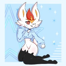 2d anthro artist_request cinderace female female_cinderace furry furry_female generation_8_pokemon lagomorph nintendo pokémon_(species) pokemon pussy white_fur