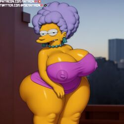 4k ai_generated ass bbw belly belly_button big_ass female female_only highres looking_at_viewer looking_back matronai_(artist) nipples patreon patreon_username patty_bouvier pinup solo solo_focus ssbbw stable_diffusion the_simpsons thick_thighs twitter_username wide_hips