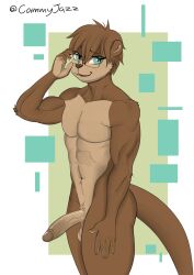 abs anthro biceps cammyjazz erection eyewear eyewear_only glasses glasses_only hi_res jazz_(cammyjazz) male mammal muscular muscular_male mustelid nude otter pecs solo