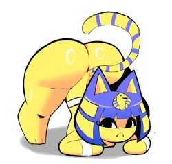 :< animal_crossing ankha ankha_(animal_crossing) anthro ass big_ass bubble_butt eks-out felid feline felis female furry furry_only huge_ass jackochallenge nintendo solo suggestive_pose tail