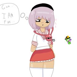 alternative_costume female flat_chest green_hair koishi_komeiji pink_hair satori_komeiji sisters text thick_thighs thinking touhou touhou_project