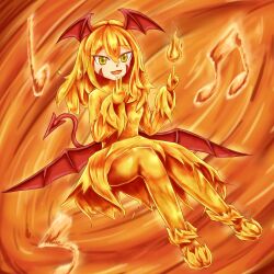 1girls demon demon_girl duel_monster female fire fire_elemental infernal_flame_banshee monster_girl wings wings_on_head yu-gi-oh!