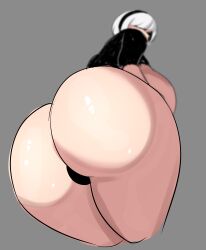 1girls ass fake_face female huge_ass light-skinned_female light_skin nier nier:_automata short_hair sketch thick_thighs white_hair yorha_2b