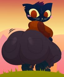 big_ass big_breasts breasts bubble_butt ekkokenight huge_ass looking_at_viewer looking_back mae_borowski night_in_the_woods solo thick_thighs twerking wide_hips