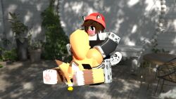 3d artist_request ass ass_grab blush fox furry gay_sex male male/male orange_fur roblox robloxian snow_leopard source_request tagme tail thighhighs