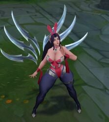 abdomera big_breasts blue_eyes bunnysuit high_heels irelia_xan league_of_legends ryanreos thick_thighs