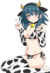 breasts byleth_(fire_emblem) byleth_(fire_emblem)_(female) cow_bikini cow_girl cow_print cowbell fake_animal_ears fake_horns female female_only fire_emblem fire_emblem:_three_houses looking_at_viewer nintendo solo yiku1707