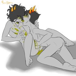 2boys anus balls duo duo_focus gay hair_covering_eyes homestuck incest mituna_captor naked sollux_captor tagme tongue_out unusual_cum yaoi