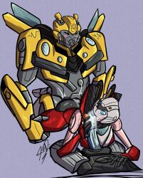 1boy 1girls arcee arcee_(rotb) autobot blowjob blue_eyes blushing bumblebee_(transformers) creampie cybertronian doggy_style fellatio female_autobots larger_male larger_male_smaller_female mirage_(transformers) mmf_threesome multiple_males overload robot robot_boy robot_female robot_genitalia robot_girl robot_humanoid robot_male robot_penis sex smaller_female straight threesome transformers transformers_rise_of_the_beasts xedtome