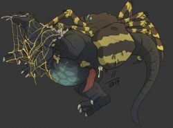 arachnid creepy_gun cum dubious_consent egg_implantation eggs godzilla godzilla_(series) kaiju kumonga male/male monster oviposition rape spider spider_web tagme