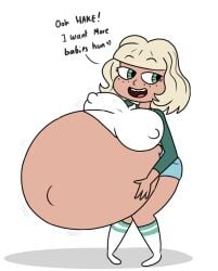 1girls belly big_belly big_breasts breasts dialogue disney disproportional female huge_breasts hyper_belly jackie_lynn_thomas nipple_bulge pregnant smog1 star_vs_the_forces_of_evil text