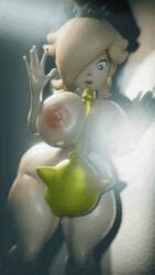 1boy 1girls animated anthro breasts chickenstrangler69 completely_nude completely_nude_female female huge_ass huge_breasts luma male mario_(series) naked naked_female nipples nude nude_female outercourse paizuri penis princess_rosalina size_difference small_but_hung super_mario_galaxy waddling_head