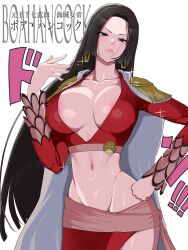 big_breasts black_hair boa_hancock breasts cleavage cleft_of_venus female female_only midriff one_piece shounen_jump solo yesman