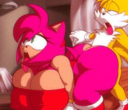 2d ahe_gao ahegao amy_rose angelauxes animated ass big_ass big_breasts boots breast_jiggle breasts color cucked_by_friend cum doggy_style exposed_torso female footwear frame_by_frame from_behind furry gloves handwear huge_ass huge_breasts impregnation larger_female male male/female pounding sega sex sonic_(series) sonic_the_hedgehog_(series) tails tails_the_fox tongue_out