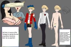 amagi_yukiko big_breasts big_penis blonde_hair blue_eyes different_eye_color huge_breasts huge_cock male_focus mrs_amagi persona persona_4 persona_4:_dancing_all_night shadow_persona teddie teddie_(persona) wankofool