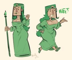 16personalities big_breasts clothed green_clothing green_hair green_hairband green_lipstick green_shoes happy infj jiim_01 long_hair long_hair_female magic_wand mbti neckline smile sorceress voluptuous voluptuous_female