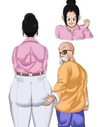 2d ass ass_grab big_ass chichi chichi_(bulma's_party) dragon_ball female full_color fully_clothed master_roshi no_penetration panarandom