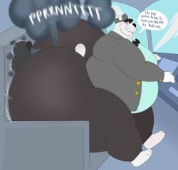 1boy bhm big_ass big_butt conductor driving fart farting flatulence gdilf gigantic_ass gigantic_butt gramps_(megacoolbear) huge_ass huge_butt male male_only megacoolbear_(artist) older_male overweight overweight_male solo solo_male train_conductor