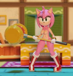 3d 3d_(artwork) absurd_res amy_rose angry angry_face anthro bedroom blender blender3d blender_(medium) blender_(software) blender_cycles breasts breasts_out exposed_breasts female female_focus female_only hammer high_resolution highres looking_at_viewer panties pink_body pink_fur pink_hair solo solo_anthro solo_female solo_focus sonic_(series) sonic_the_hedgehog_(archie) sonic_the_hedgehog_(comics) sonic_the_hedgehog_(idw) sonic_the_hedgehog_(series) topless topless_anthro topless_female underwear underwear_only weapon white_panties white_underwear