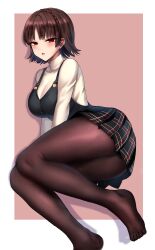 1girls 2020s 2021 2d 2d_(artwork) 5_toes ass atlus background belly bend_over bending bent_over big_ass big_butt big_hips breasts brown_hair button buttons cleavage clothed clothed_female clothes clothing color colored curled_hair curly_hair curvy curvy_body curvy_female curvy_figure curvy_hips curvy_thighs ear ears ears_up edboydraws eyes eyes_half_open eyes_open fanart feet female female_focus female_only hair half-closed_eye half-closed_eyes hips human laying laying_down laying_on_floor laying_on_ground laying_on_side light-skinned_female light_skin light_skinned_female looking_at_viewer looking_back looking_back_at_viewer looking_up looking_up_at_viewer makoto_niijima mouth neck no_shoes open_mouth pale pale-skinned_female pale_skin pantyhose persona persona_5 pose posing posing_for_the_viewer red_eyes sega short_hair simple_background skin skirt slim slim_girl solo solo_focus suggestive suggestive_look suggestive_pose suggestive_posing thick_thighs thighs tied tied_hair toes tongue video_game video_game_character video_game_franchise video_games wide_hips wide_thighs woman