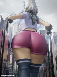 3d ass_bigger_than_head blender bubble_ass bubble_butt city doonography fortnite fortnite:_battle_royale giant_breasts giantess gigantic_ass huge_ass lexa_(fortnite) low-angle_view reflection thick_ass thick_thighs walking