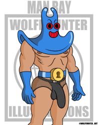 bulge cartoony erection jockstrap male_nipples male_only man_ray masculine mature_male muscles muscular_male pecs smile smiling smooth_skinned_male solo spongebob_squarepants toony veiny_penis white_background wolffhunter_art