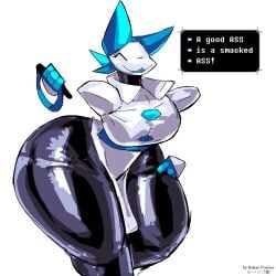 2023 absurd_res anthro ass big_breasts big_butt clothed clothing curvy_figure darkner deltarune digital_media_(artwork) felid feline female hi_res huge_butt huge_thighs hyper hyper_butt hyper_hips hyper_thighs machine mammal robot rohan_furries simple_background smile solo tasque_manager_(deltarune) thick_thighs undertale_(series) voluptuous wide_hips